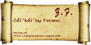 Zákány Ferenc névjegykártya